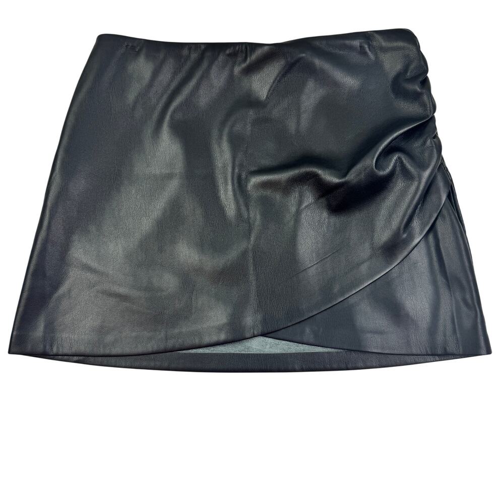 House of Harlow Super Soft Faux Vegan Leather Faux Wrap Mini Skirt Women's Small